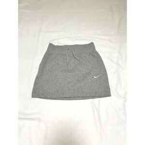 Nike Womens Fleece Mini Skirt Gray Heather Drawstring Pockets Small